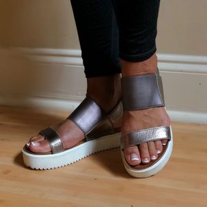 Silver & White Platform Sandals